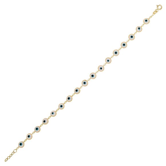 Amazon.com: TKMIRA Gold Bracelets for Women Evil Eye Dainty  Good Luck Evil Eye Lady Bracelet Blue Enamel Yellow Gold 14k